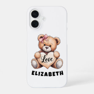 Cuddly Valentine’s Day Cute Bear Customised iPhone 16 Case