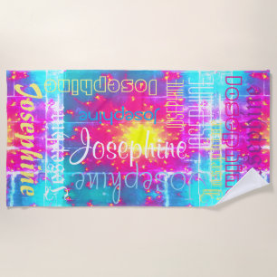 Cuddly Warm Colourful fleece Personalised Name Beach Towel