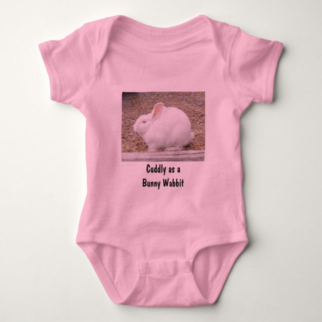 Cuddly White Bunny Baby Bodysuit (Front)