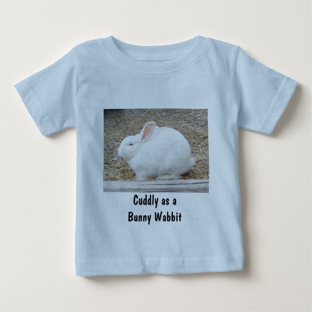 Cuddly White Bunny Baby T-Shirt (Front)