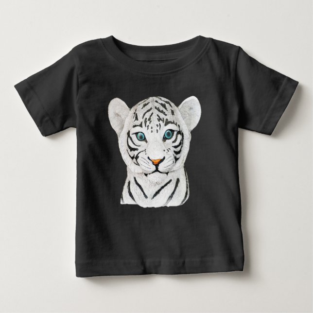 Cuddly White Tiger Art - Cute Wildlife Art Baby T-Shirt (Front)