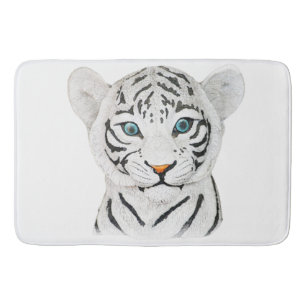 Cuddly White Tiger Art - Cute Wildlife Art Bath Mat
