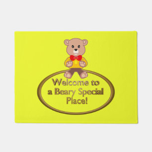 Cuddly Yellow Popcorn Anime Teddy Bear Door Mat
