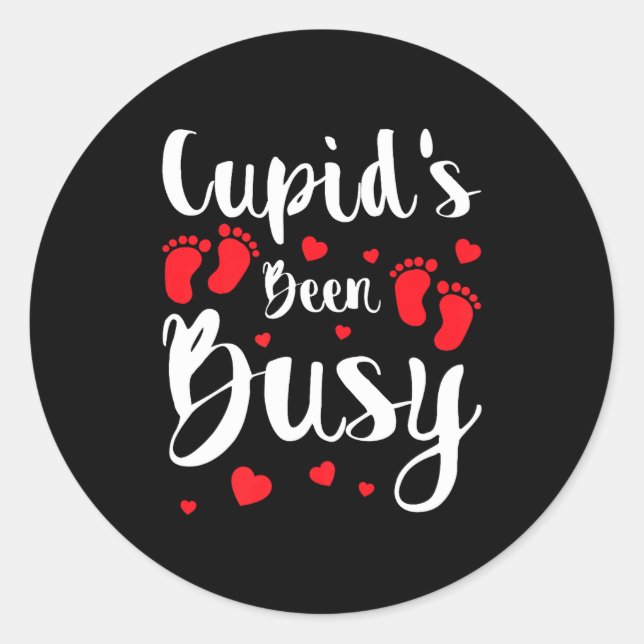 Cud's Been Busy Funny Baby Reveal 2025 Valentine N Classic Round Sticker (Front)