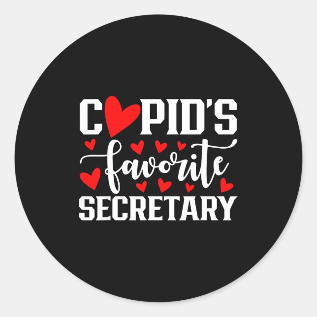 Cud's Favorite Secretary Cute Heart Valentine's Da Classic Round Sticker (Front)