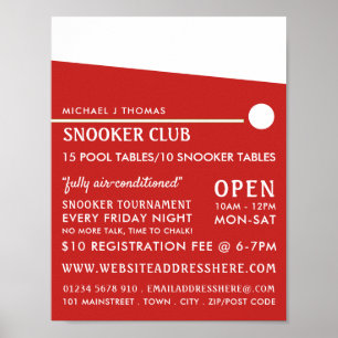 Cue Ball, Pool Club, Snooker Club Advertising Poster