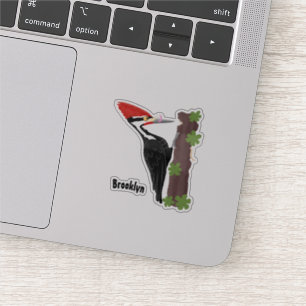 Cue funny Pileated woodpecker cartoon illustration