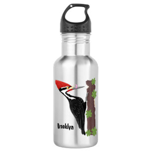 Cue funny Pileated woodpecker cartoon illustration 532 Ml Water Bottle