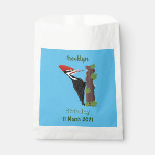 Cue funny Pileated woodpecker cartoon illustration Favour Bags