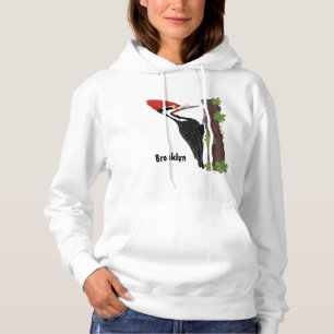 Cue funny Pileated woodpecker cartoon illustration Hoodie