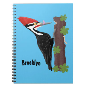 Cue funny Pileated woodpecker cartoon illustration Notebook