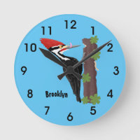 Cue funny Pileated woodpecker cartoon illustration