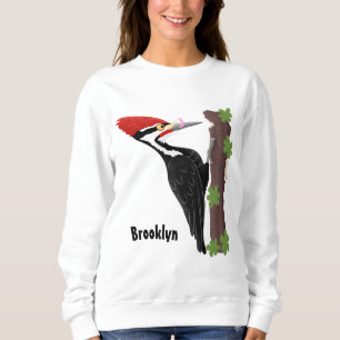 Cue funny Pileated woodpecker cartoon illustration Sweatshirt