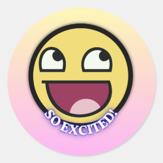Cue happy emoji sticke classic round sticker