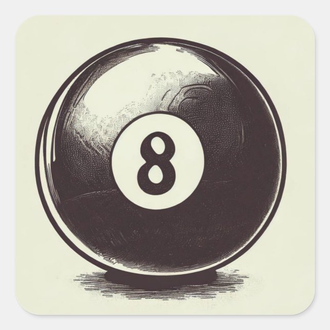 Cue-t Eight Ball Square Sticker (Front)