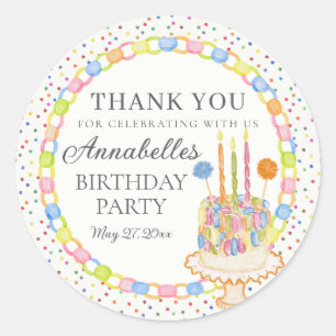 Cue the Confetti Birthday Party Dessert Classic Round Sticker
