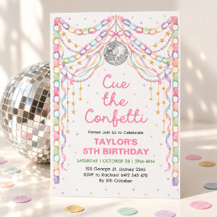 Cue the Confetti Fancy Paper Chain Birthday Girl Invitation