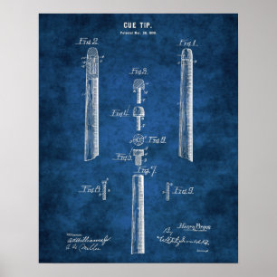 Cue Tip Patent no. 6 Pool Billiard Decor
