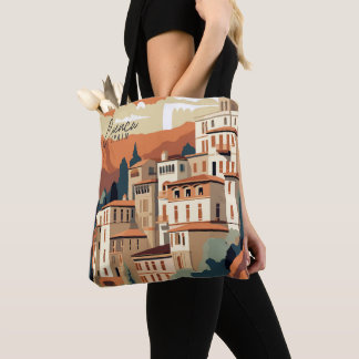 Cuenca Spain Vintage Art Travel Illustration Tote Bag