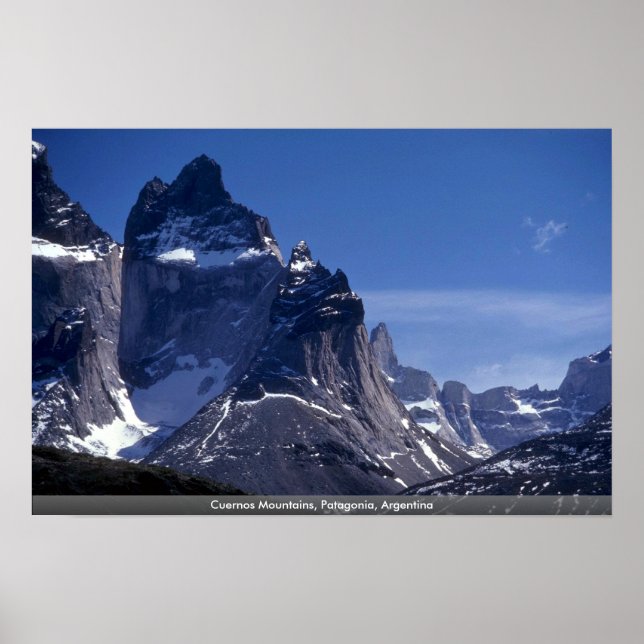 Cuernos Mountains, Patagonia, Argentina Poster (Front)