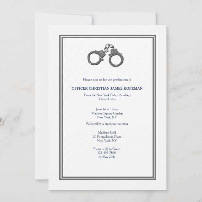 Cuffs Police Officer Graduation Invitation (Front)