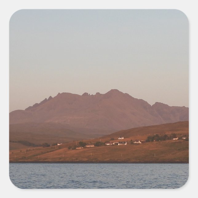 Cuillin Hills in Red Sunset Skye  Square Sticker (Front)