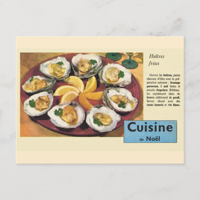 Cuisine de Noel, Huitres frites, Holiday Postcard (Front)