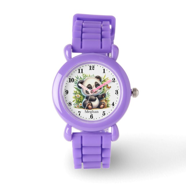Cuite girls panda bear add name watch (Front)