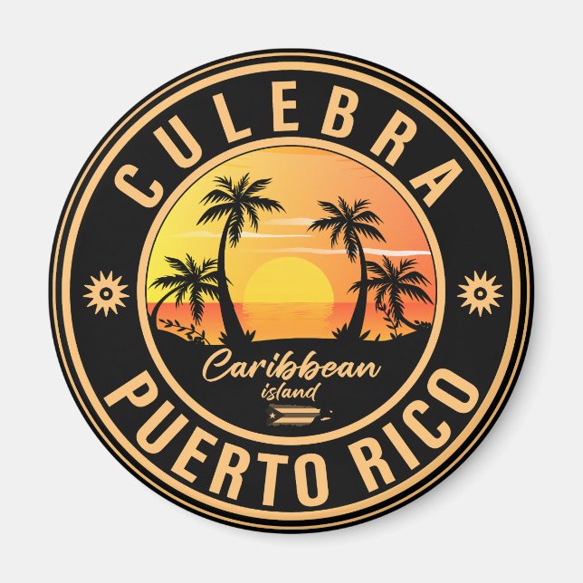 Culebra Puerto Rico Retro Sunset Souvenirs 60s Magnet (Front)