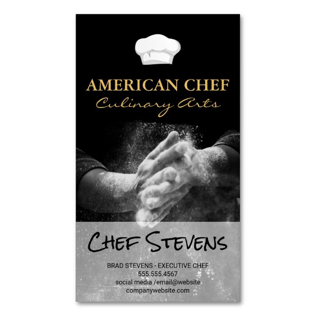 Culinary Arts | Pastry Chef Magnetic Business Card (Front Vertical)