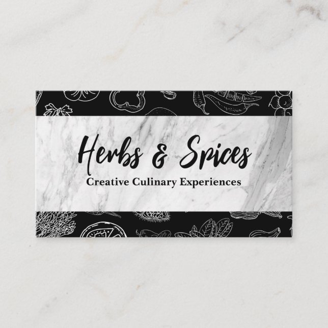Culinary Arts | Spices Herbs Illustrations Business Card (Front)