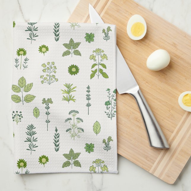 Culinary Botanicals Green Tea Towel (Quarter Fold)
