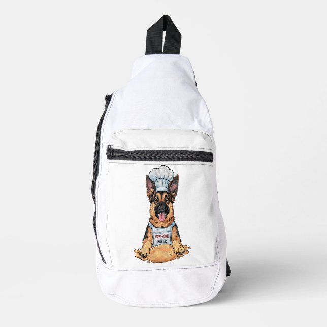 Culinary Canine: Baker German Shepard With Loaf Sling Bag (Front)
