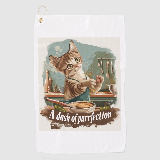 Culinary Cat Chef Golf Towel (Front)