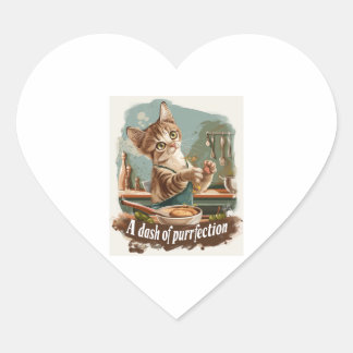 Culinary Cat Chef Heart Sticker