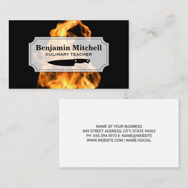 Culinary Chef | Fire Flame Business Card (Front/Back)