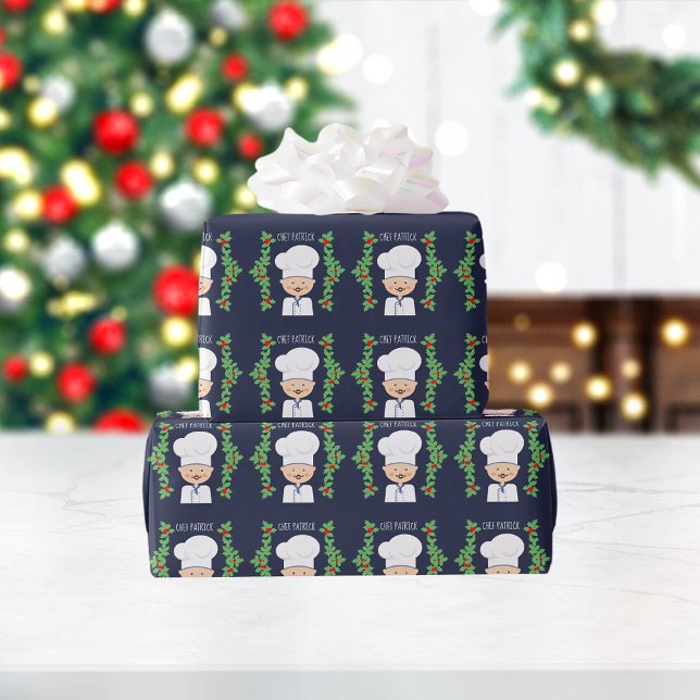 Culinary Chef/French Cook Monogram Xmas Wrapping Paper (Creator Uploaded)
