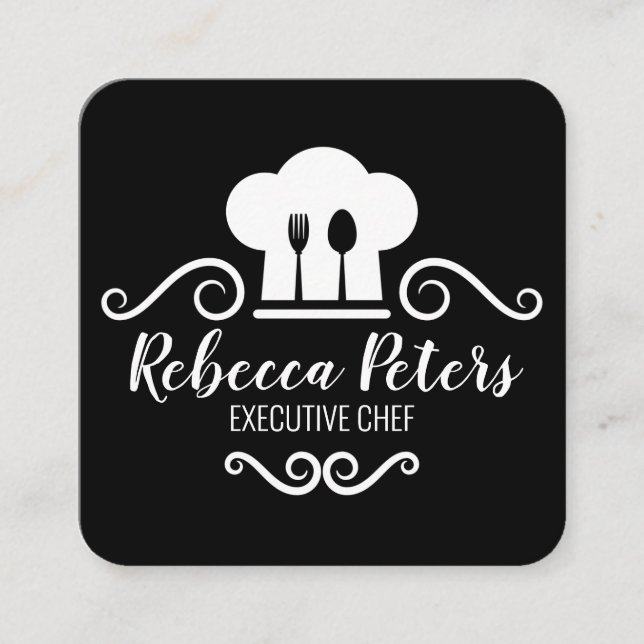 Culinary | Chef Hat Square Business Card (Front)