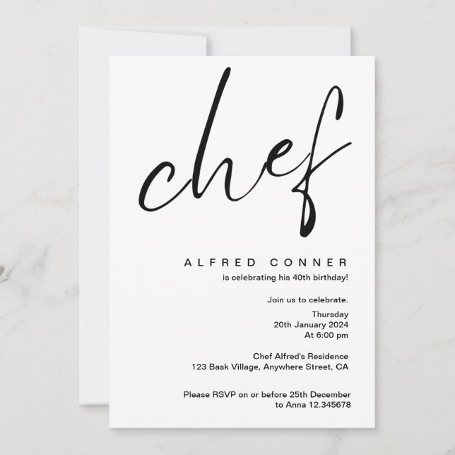 Culinary Chef Invitation Birthday Invite (Front)