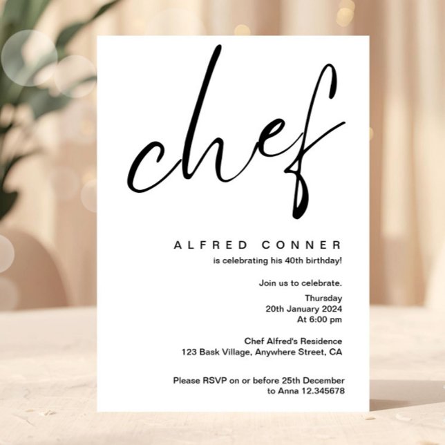Culinary Chef Invitation Birthday Invite (Creator Uploaded)