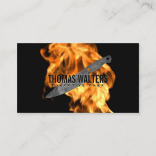 Culinary Chef Knife Fire Business Card