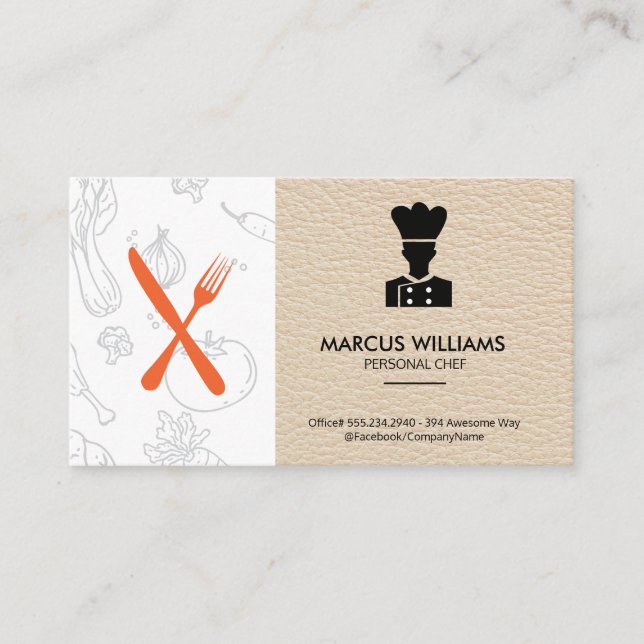 Culinary Chef | Restaurant Owner | Leather Business Card (Front)