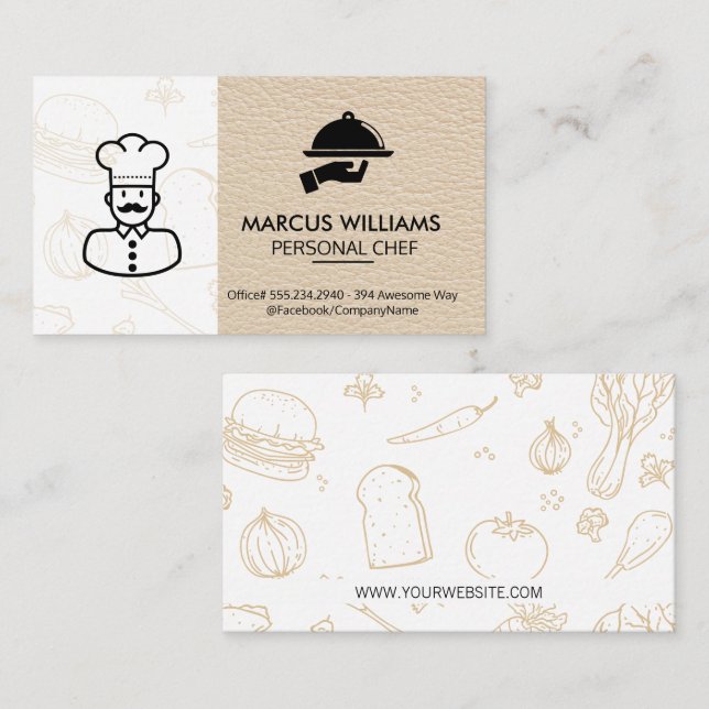 Culinary Chef | Restaurant Owner | Leather Business Card (Front/Back)