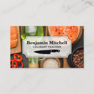 Culinary Chef   Salmon and Spices on Table Business Card