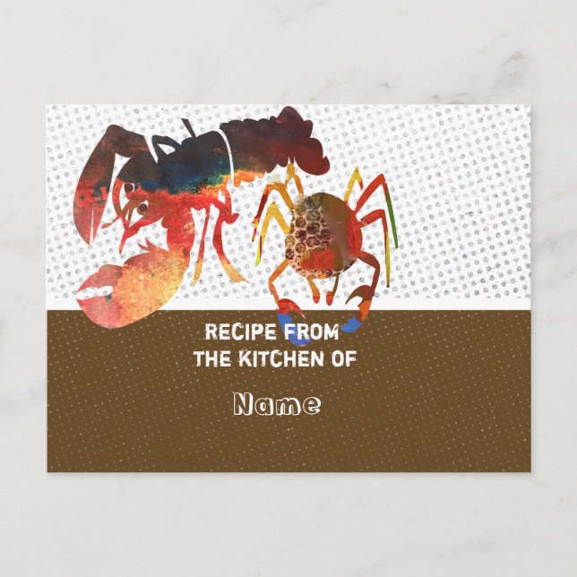 Culinary Cute Crab and Lobster  Recipe Cards (Front)