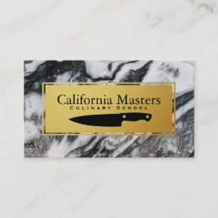 Culinary Executive Chef Marble Gold Trim Business Card