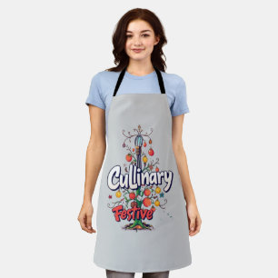 Culinary Festive Delight Colorful Chef's Christmas Apron