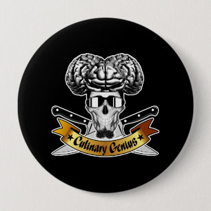 Culinary Genius: Chef Skull 10 Cm Round Badge