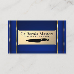 Culinary Knife Gold Blue Metallic Business Card
