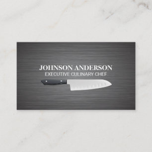 Culinary Knife   Metal Background Loyalty Card